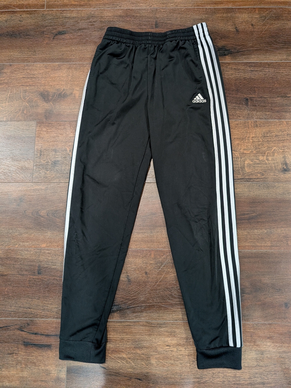 Adidas Kids Black Jogger Pants with White Side Stripes
